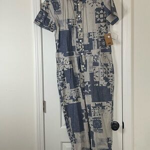 Vans Blue and Gray Patterned Jumpsuit